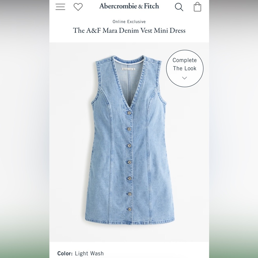 NWT The A&F Mara Denim Button Down Vest Mini Dress Large